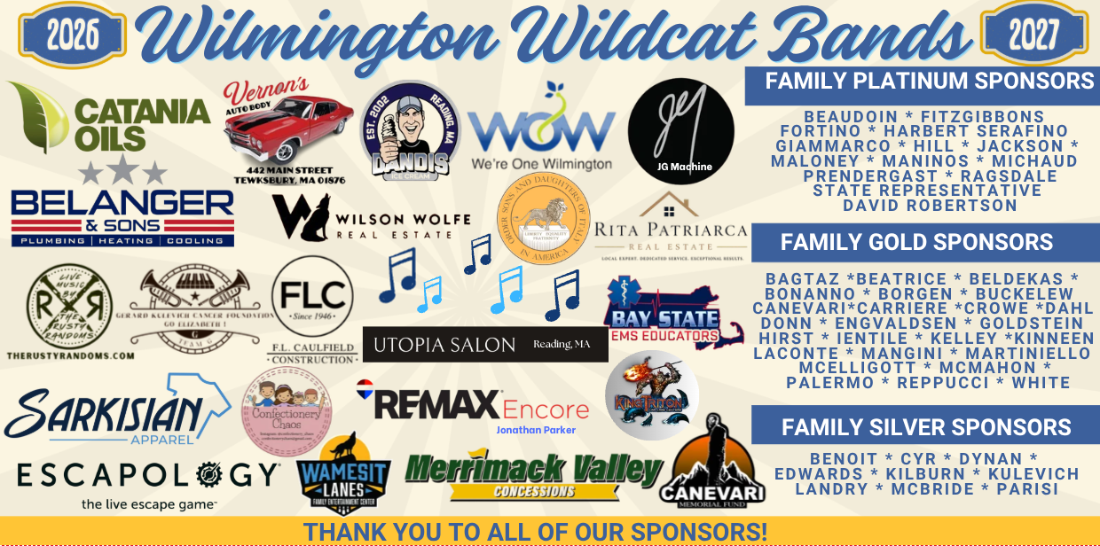 Wilmington Wildcat Bands 2026–2027 sponsors